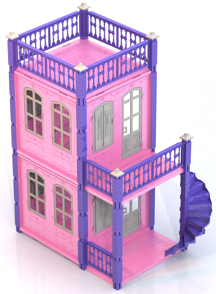 Арт. 591/2 Домик для кукол "Замок Принцессы" (2 этажа) (розовый)