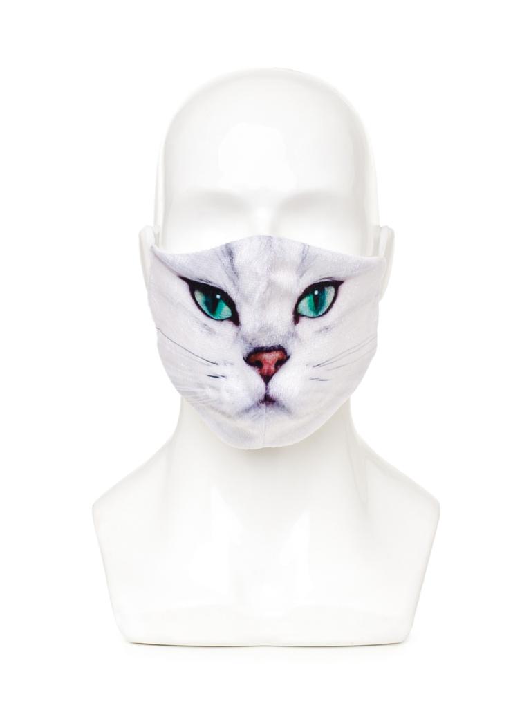 Маска гигиеническая цветная котик белый L